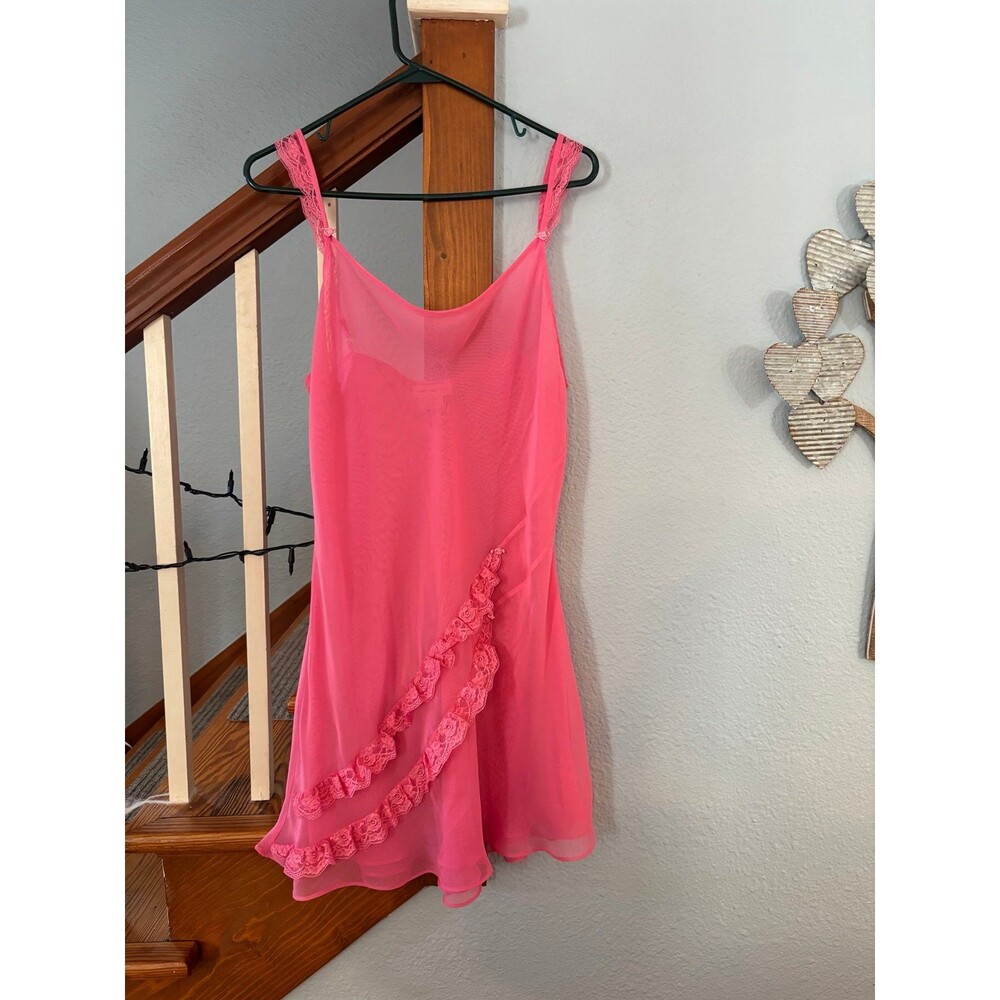 Jones New York vintage Y2K ruffle fairy slip dress pink lace rose XL L romantic